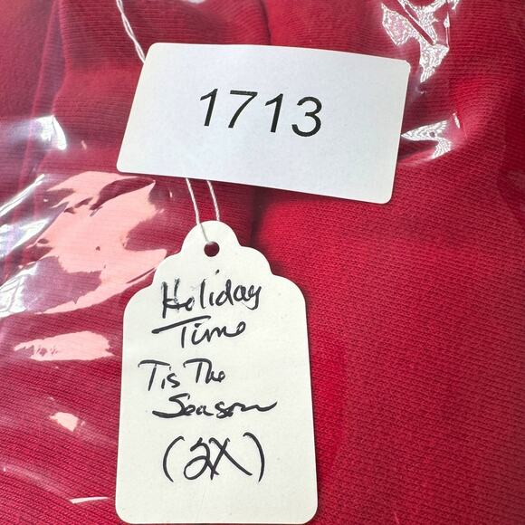 Holiday Time Christmas Sweatshirt Tis The Season To Be Jolly Red Women 2X Slits - Picture 11 of 11